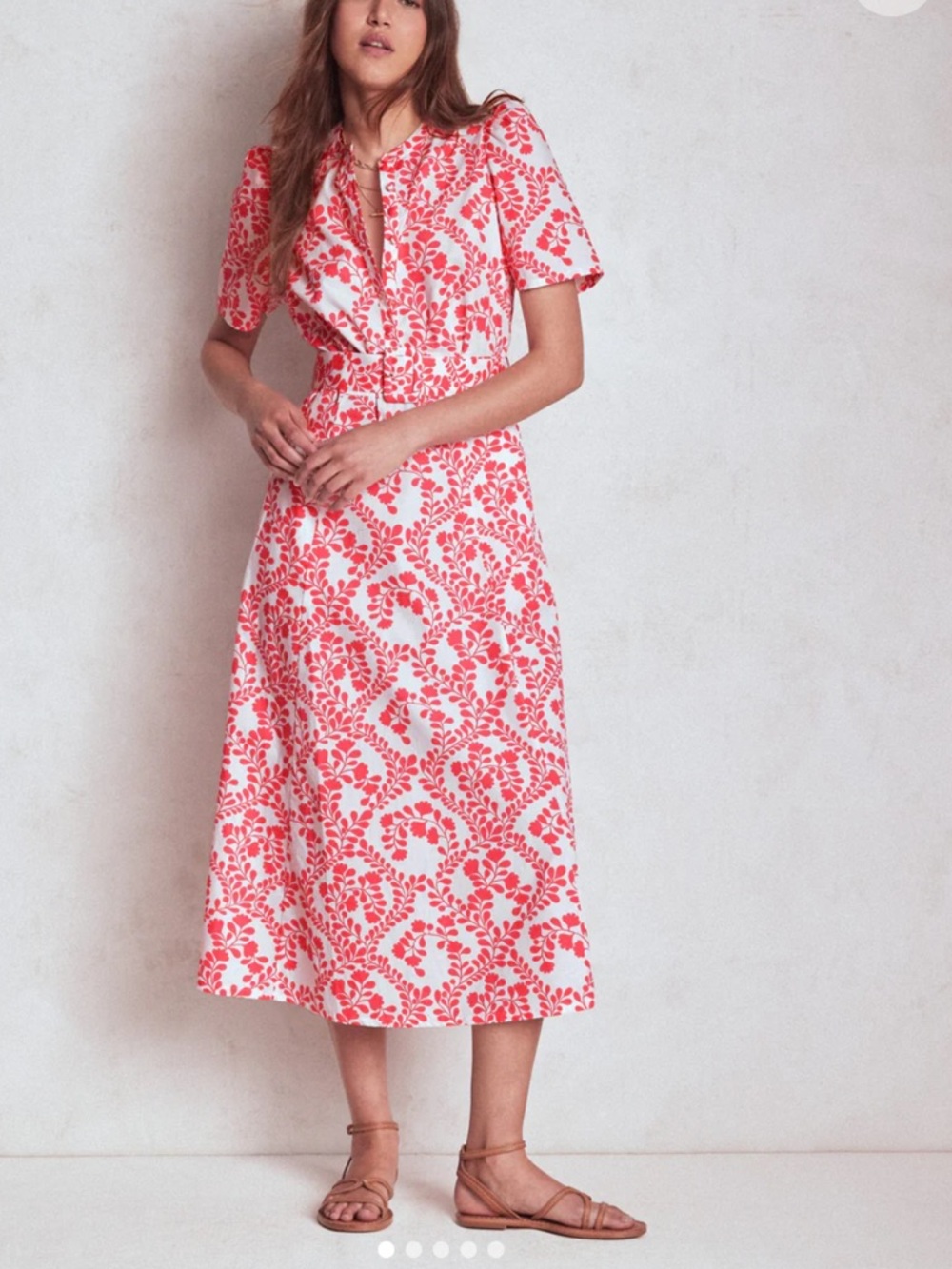 BODEN Kate Puff Sleeve Belted Dress (mix27)